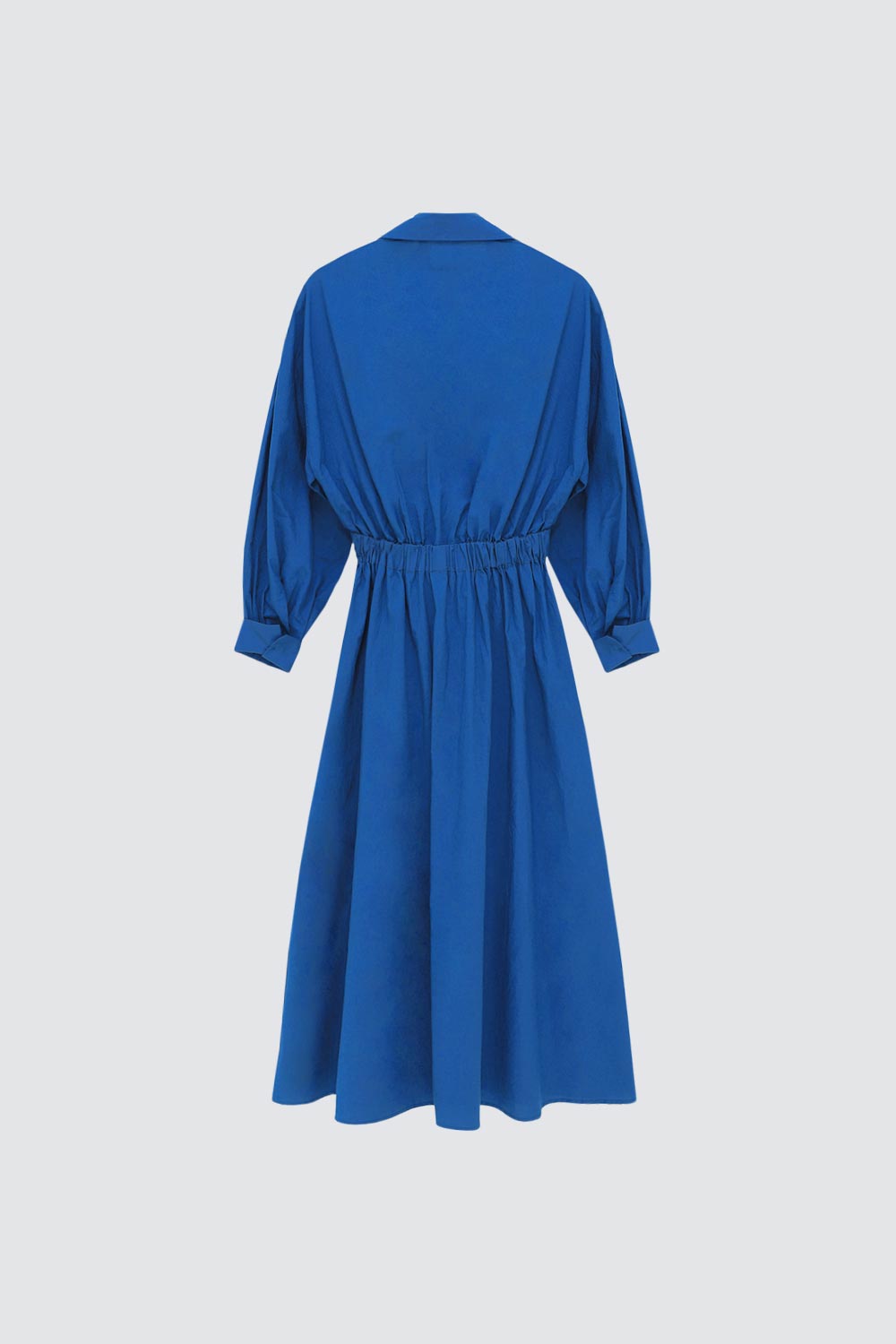 Belden Lastikli Gömlek Mavi Kadın Elbise
