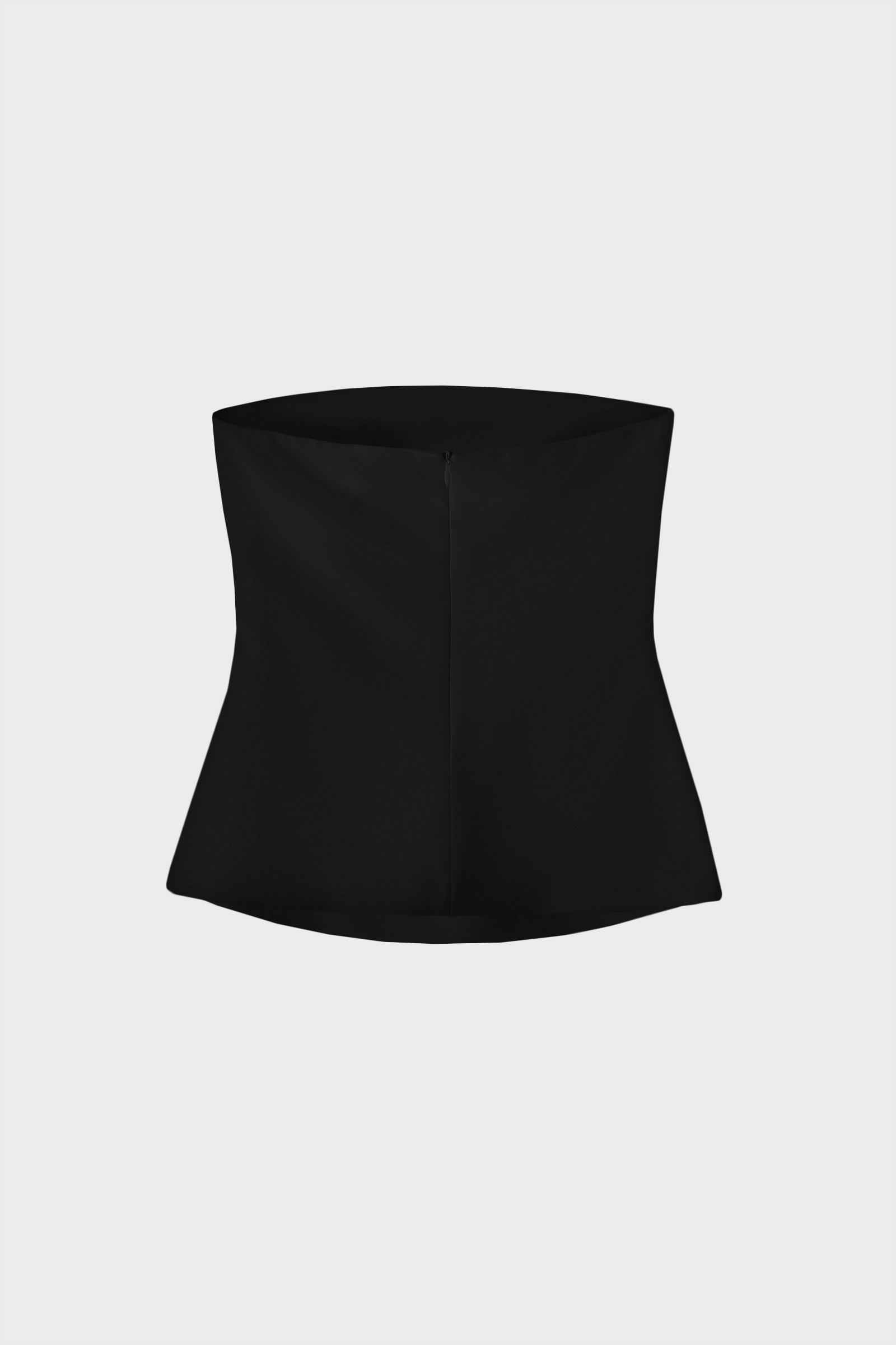 Straplez Fermuarlı Siyah Kadın Bluz