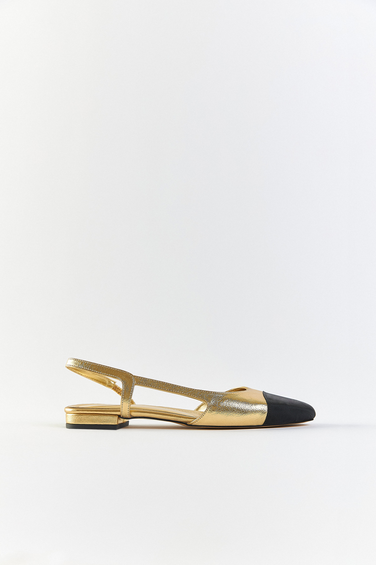 Çift Renkli Arkası Açık Gold Kadın Sandalet