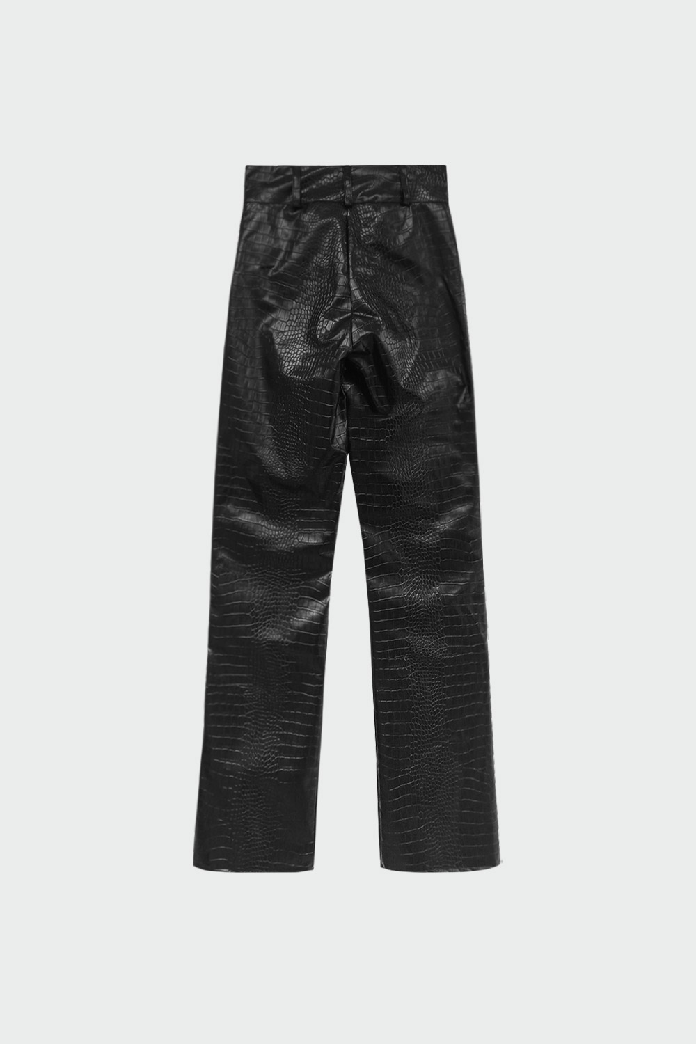 Deri Görünümlü Croc Desenli Siyah Yılan Kadın Denim / Pantolon