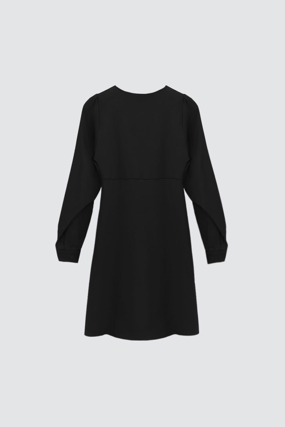 Düğmeli Açık Yaka Siyah Kadın Elbise