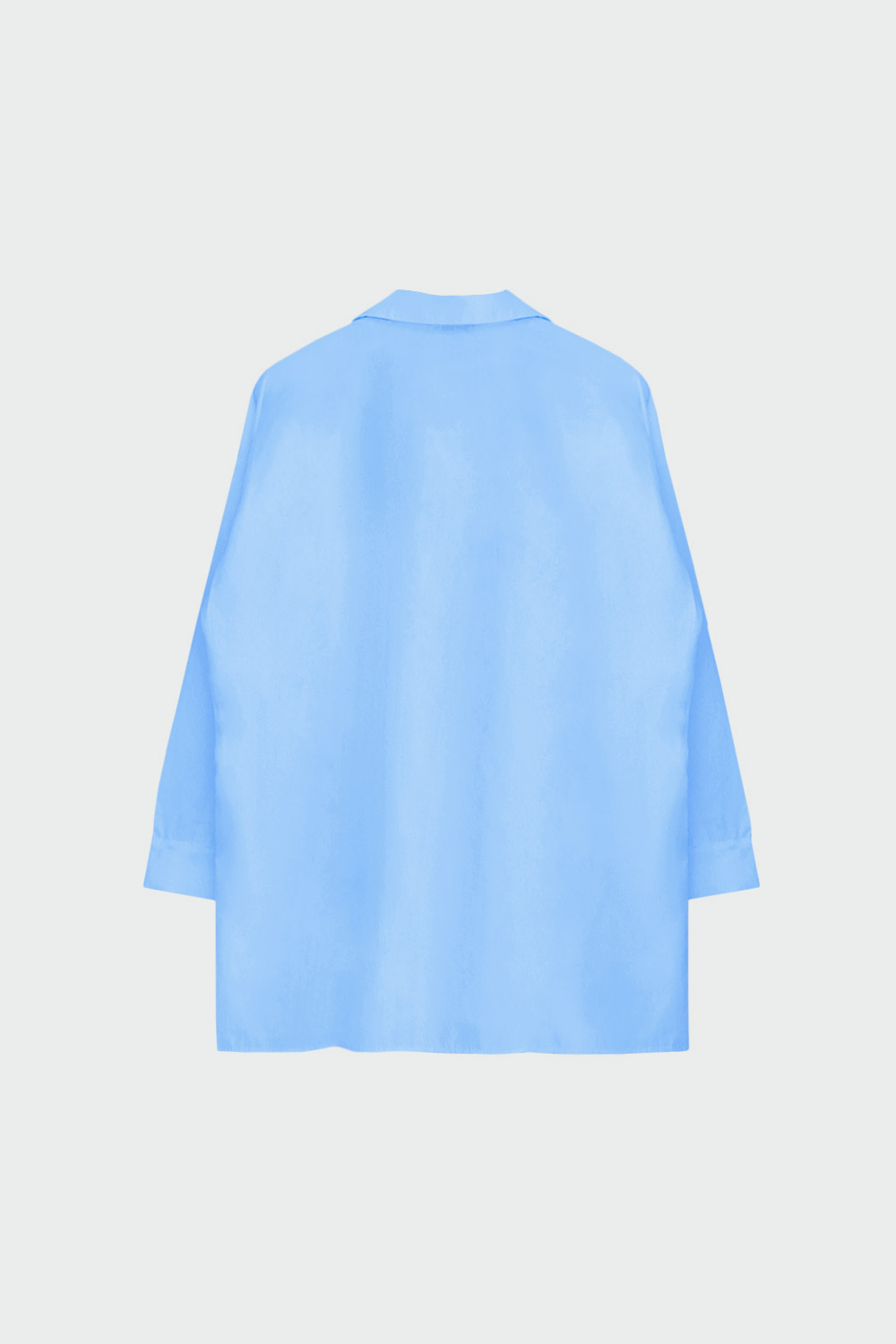 Oversize Düz Kesim Basic Mavi Kadın Gömlek