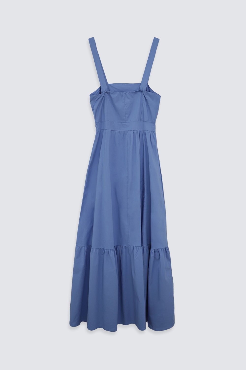 Kalın Askılı Uzun Mavi Kadın Elbise