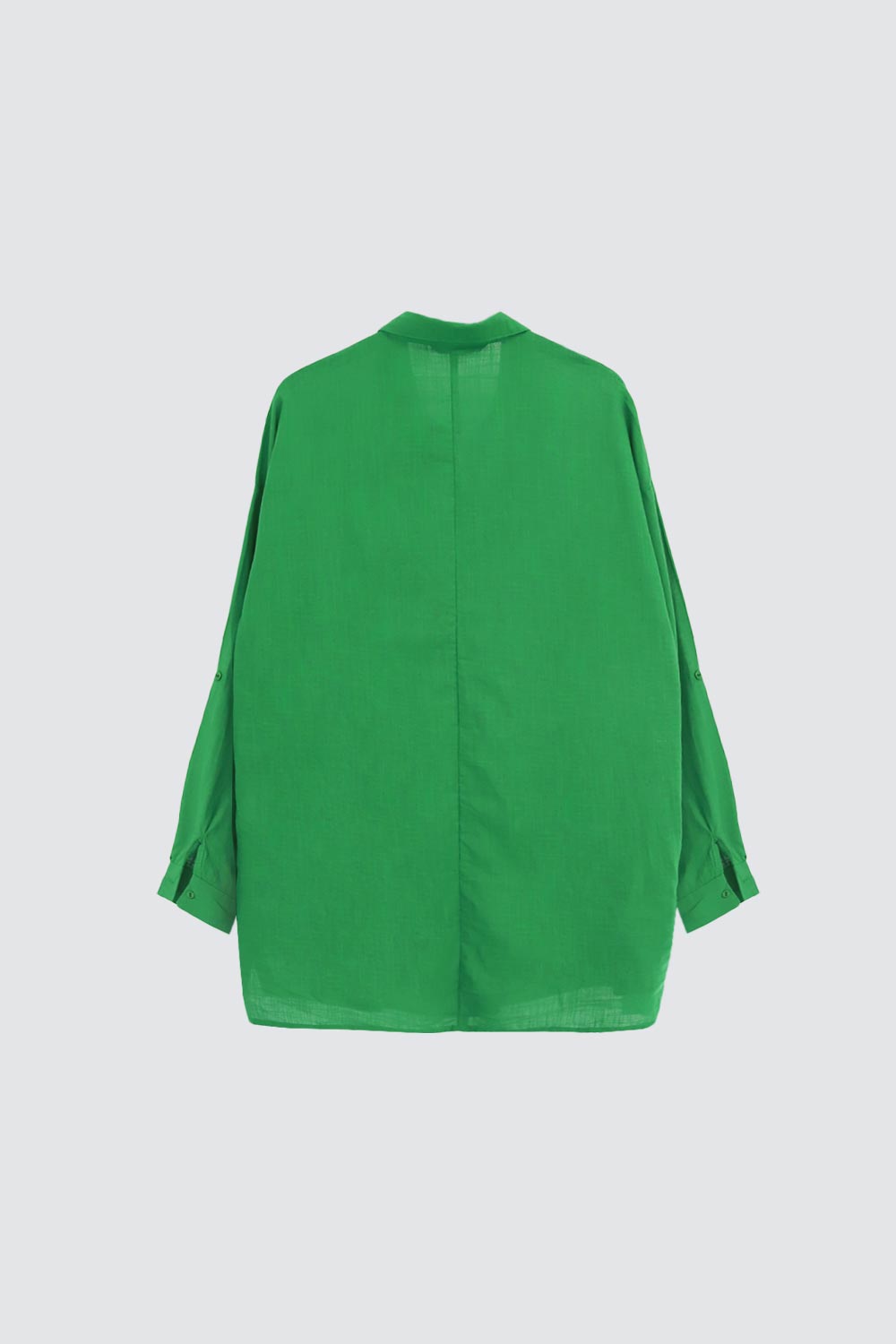 Keten Cep Detaylı Oversize Yeşil Kadın Gömlek