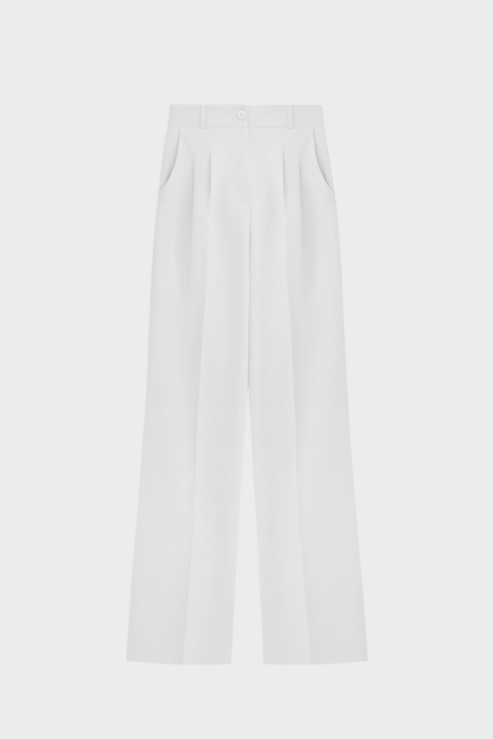 Çizgi Detaylı Yüksek Bel Düz Paça Beyaz Kadın Denim / Pantolon