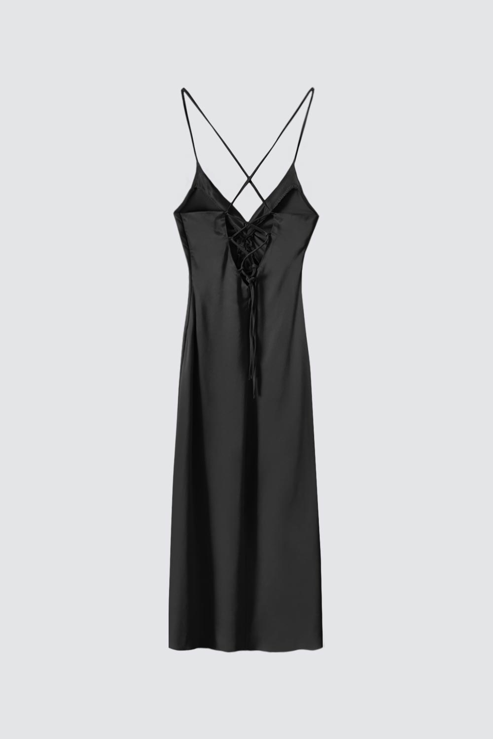 Sırtı Çapraz Askılı Siyah Kadın Elbise
