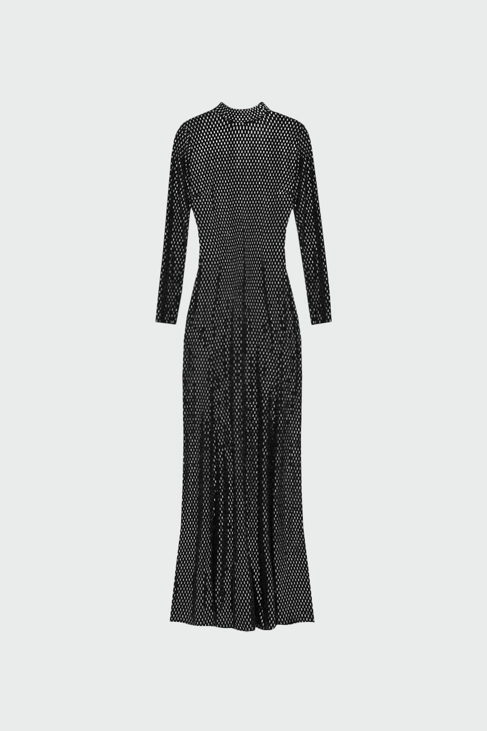 Yarım Boğaz Yırtmaçlı Parlak Siyah Kadın Elbise